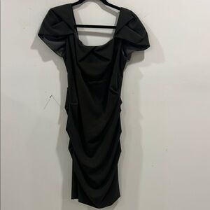 Nicole Miller Olive Ruched Backless Midi Dress